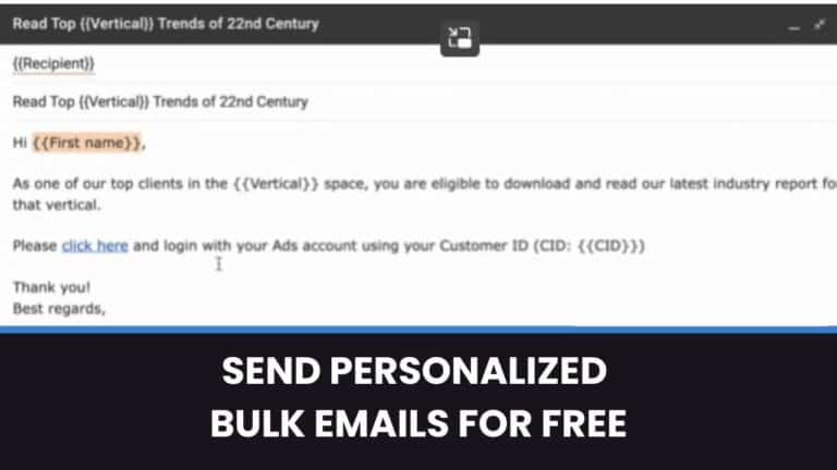 SEND PERSONALIZED BULK EMAILS FOR FREE