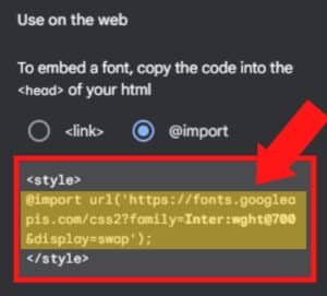 Copy Google Fonts Code